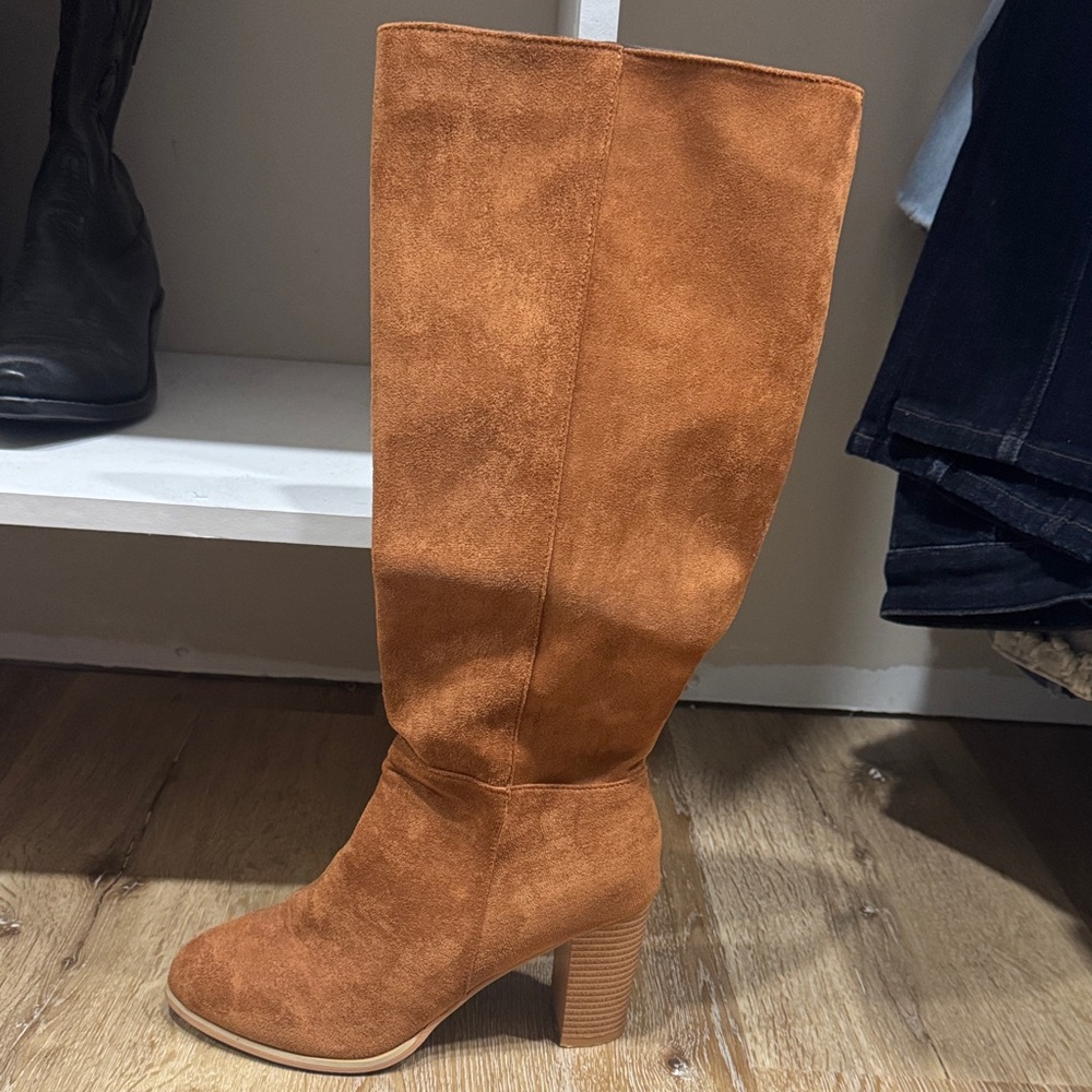 Classic Tall Suede Knee-High Boot in Cognac